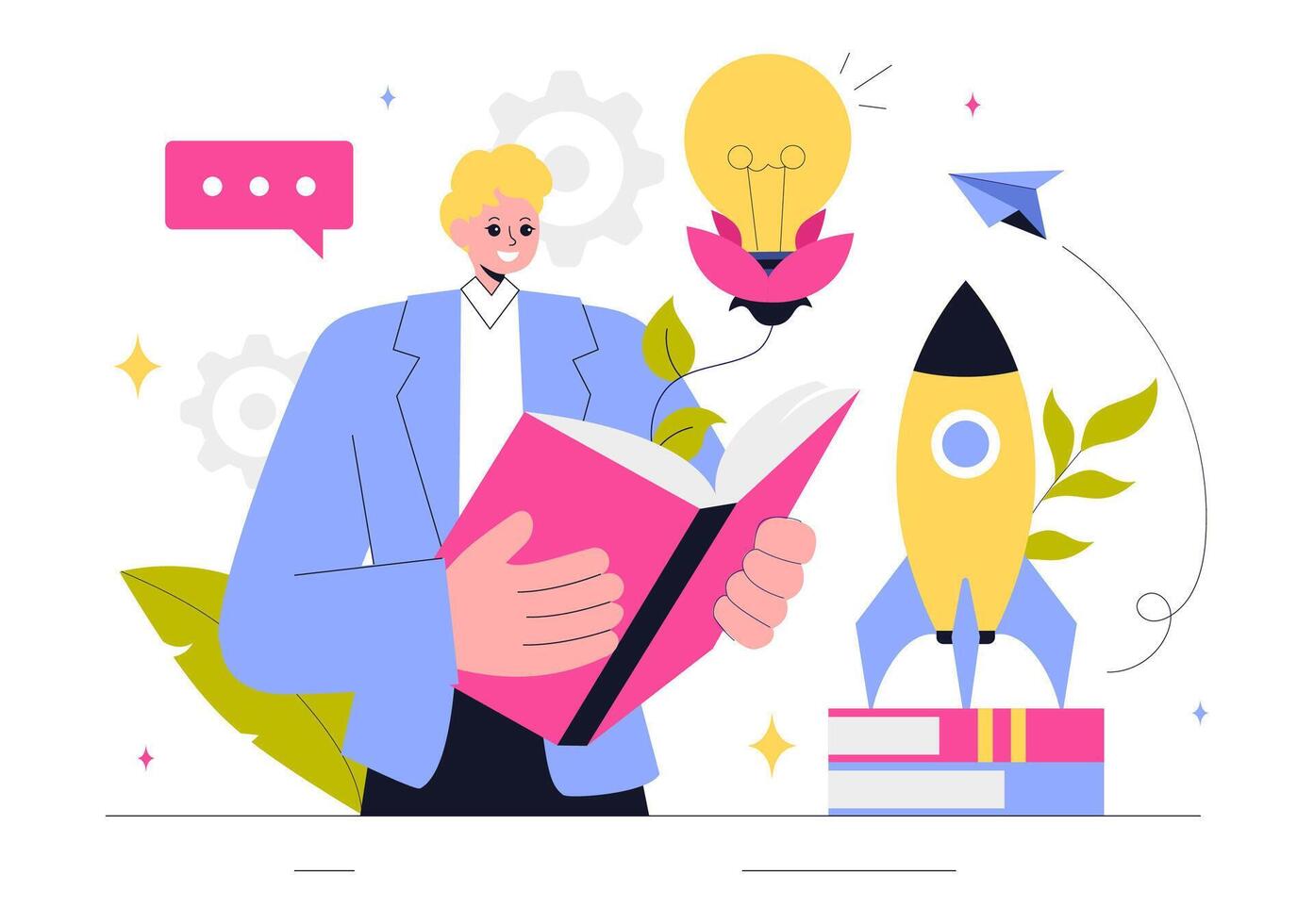 Workplace Learning and Self-Improvement Illustration for Career Success vector