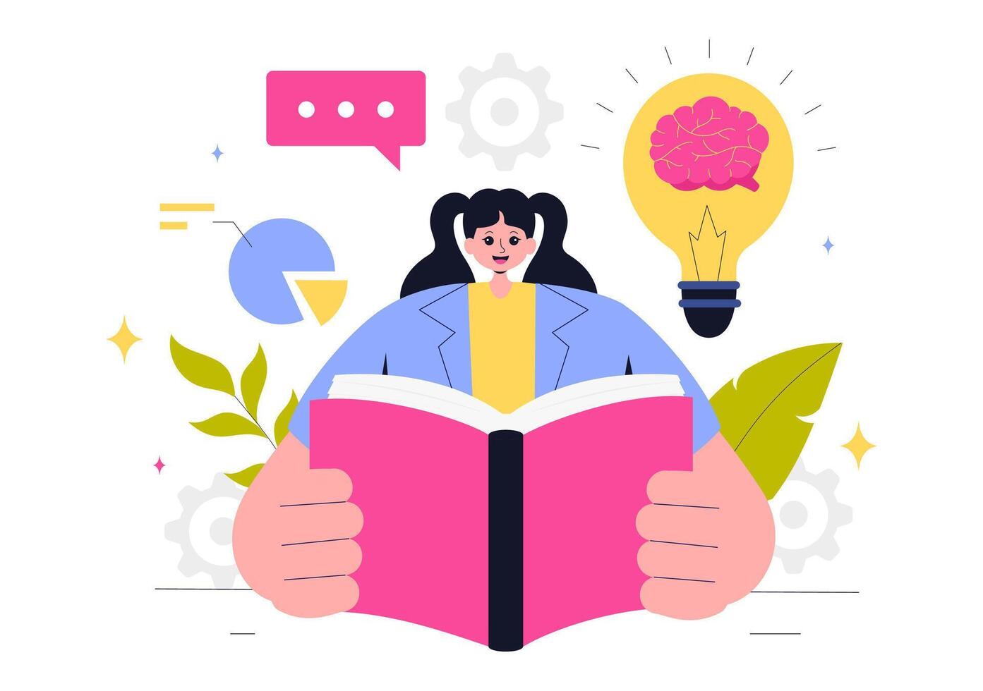 Self-Development Illustration with Upskilling and Career Growth Concept vector