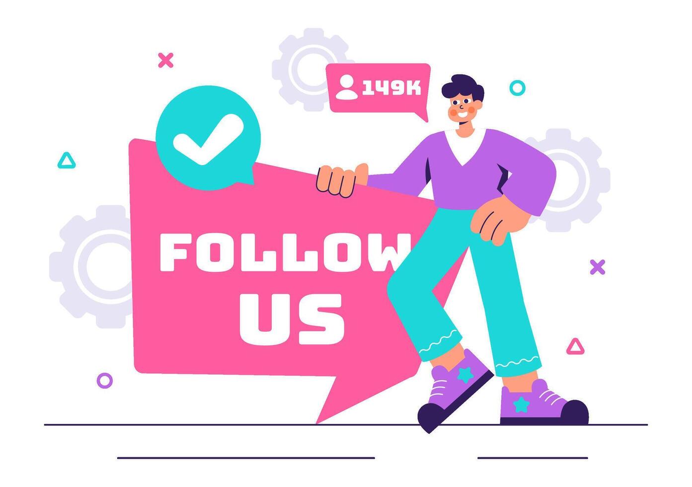 Illustration of Online Influencers Gaining Followers through Social Media Promotion vector