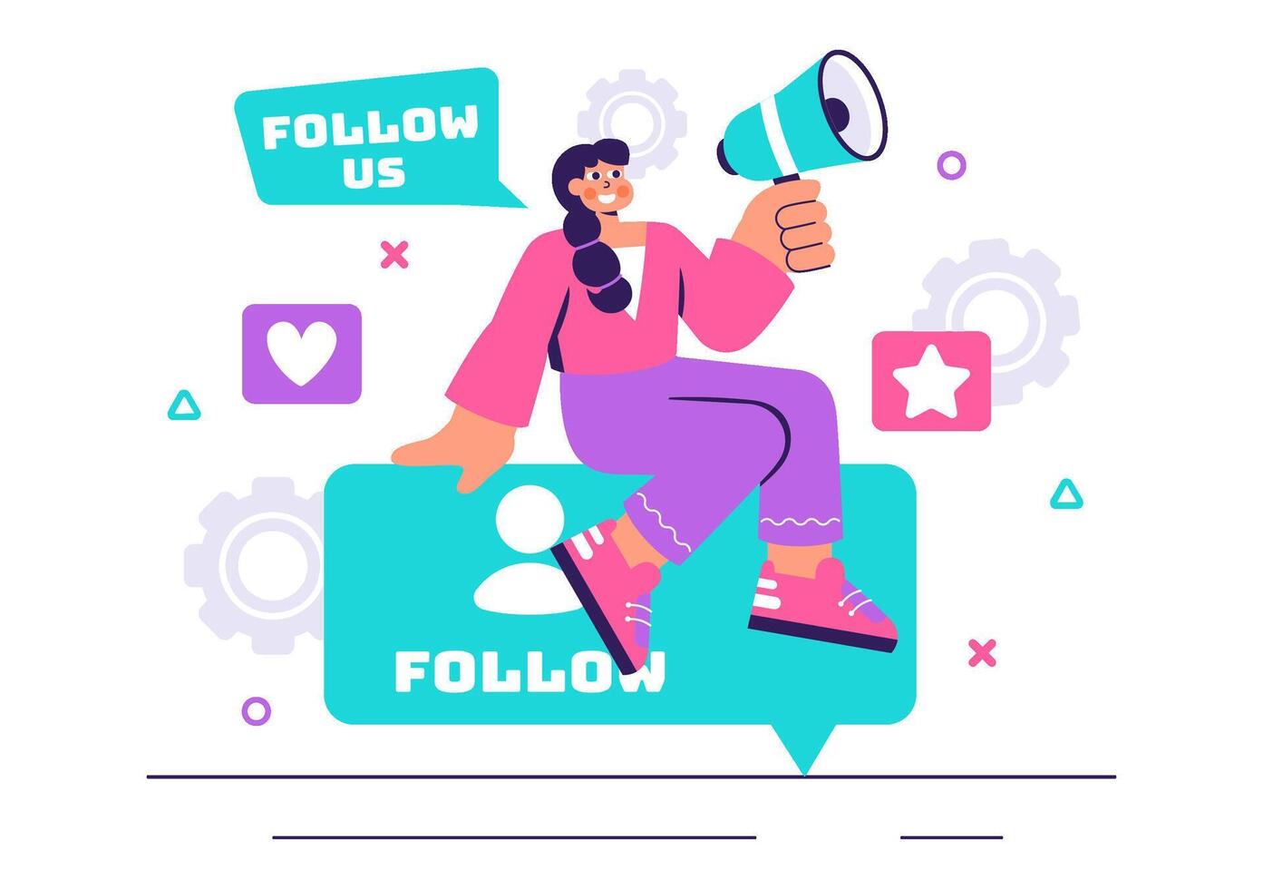 Like and Follow Us Concept Illustration for Digital Marketing and Online Branding vector