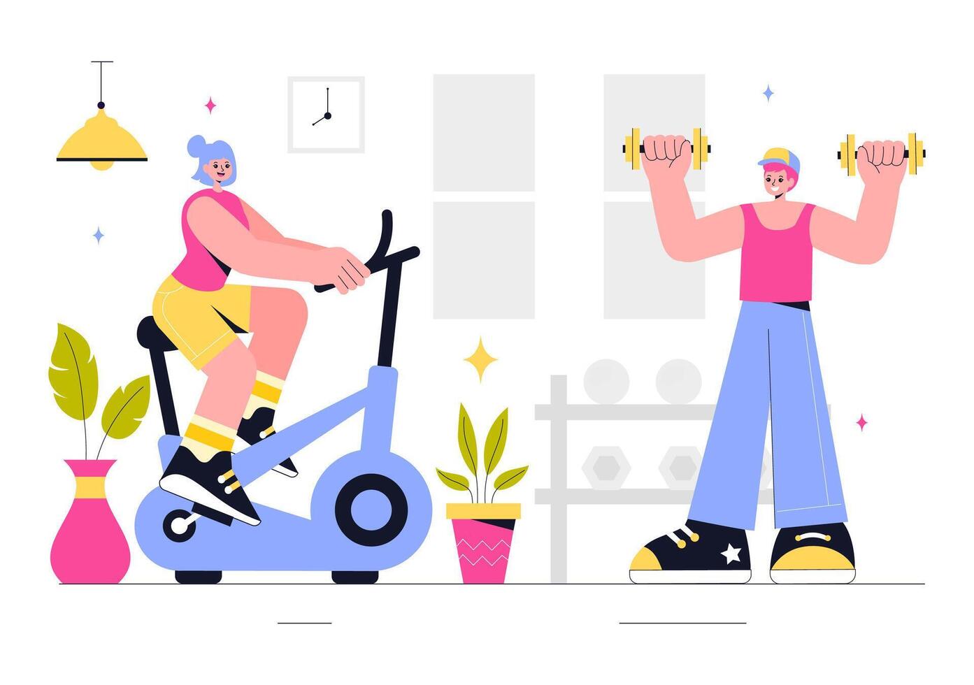 Fitness Motivation Illustration with Gym Workout, Strength Training, and Healthcare Concept vector