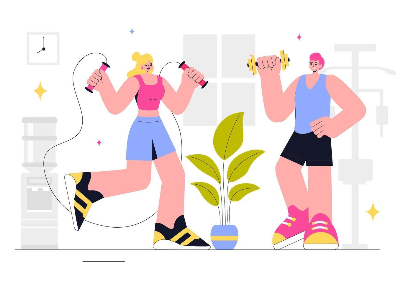 Healthy Lifestyle and Fitness Illustration with Cardio, Strength Training, and Mental Wellness vector