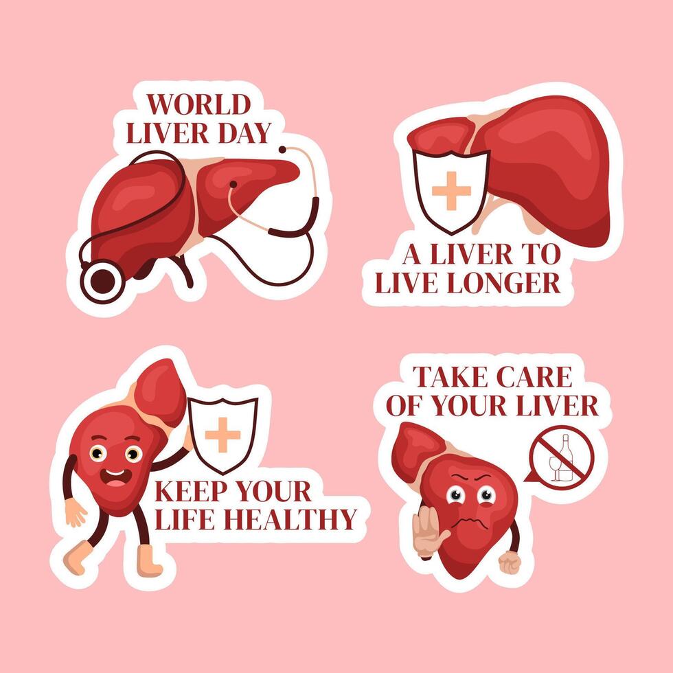 World Liver Day Medical Awareness Label for Social Media with Cartoon Design vector