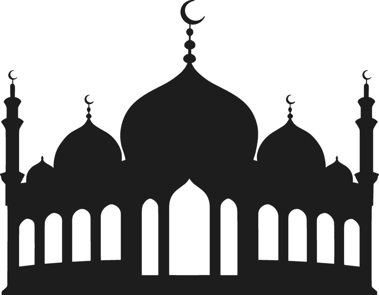 An Islamic Mosque Silhouette with Domes and Minarets vector