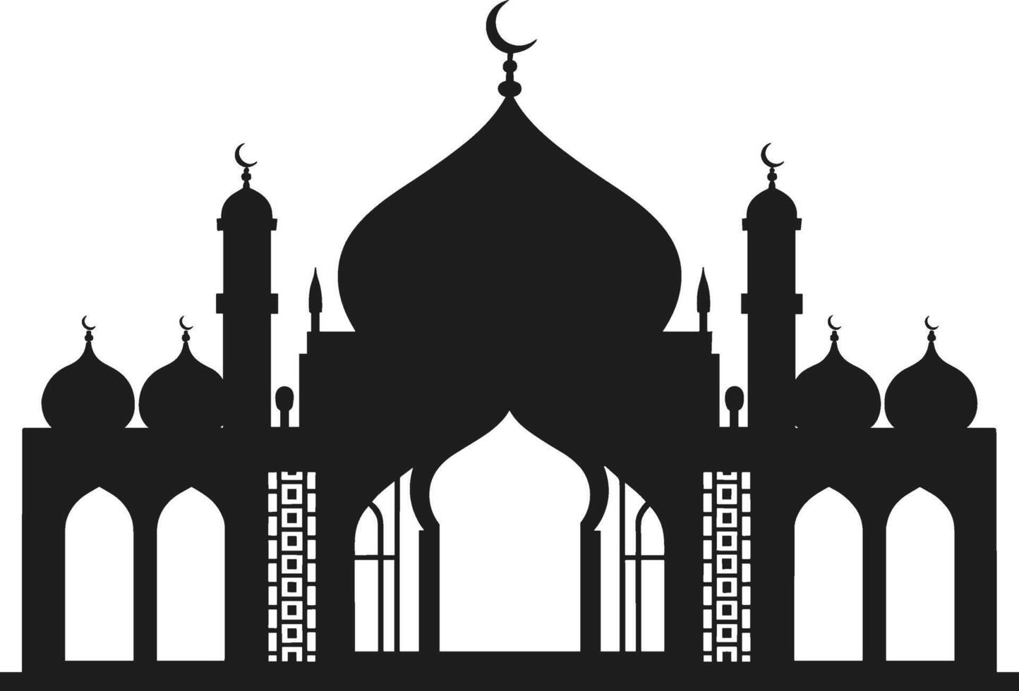 Elegant Mosque Silhouette with Domes and Arches vector