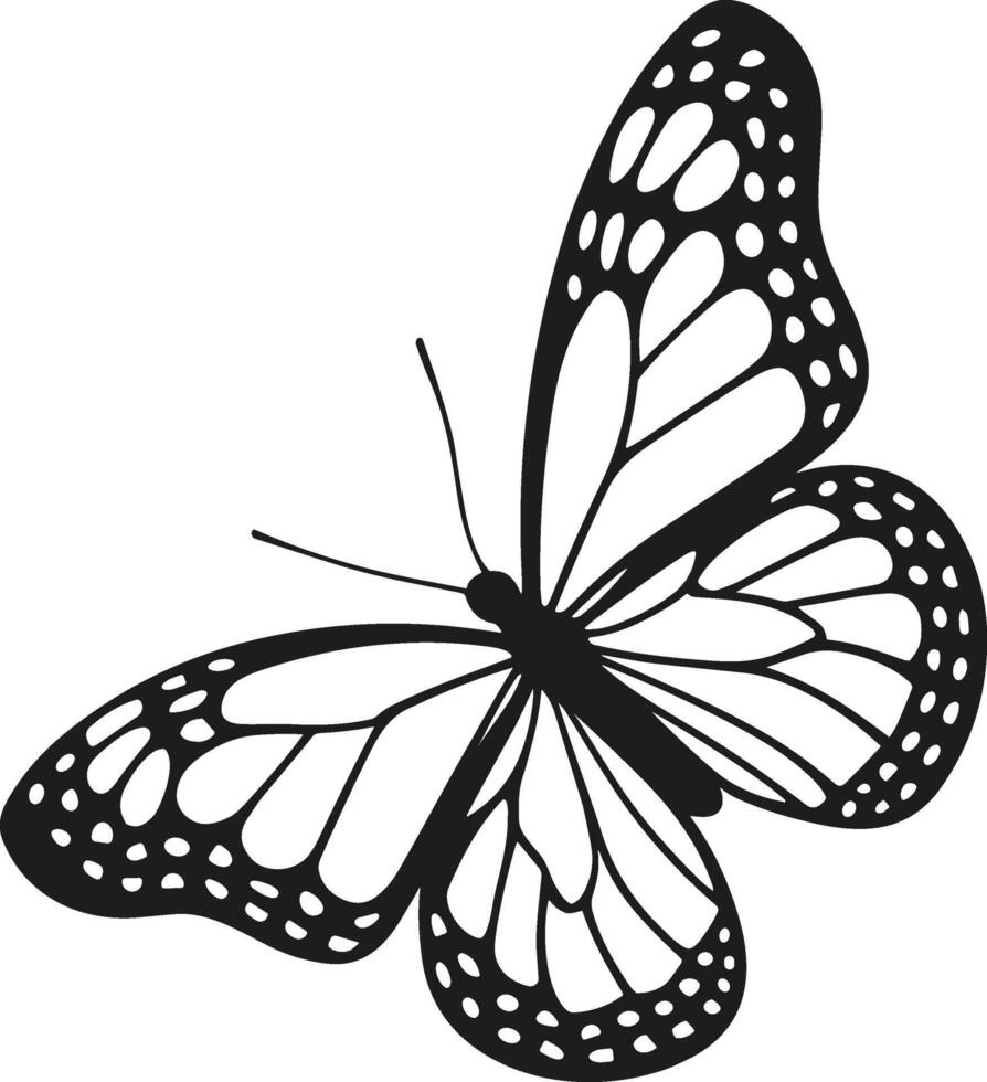 Elegant Flying Butterfly Silhouette with Detailed Wings vector