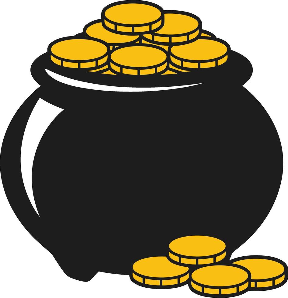 Pot of Gold with Coins - Wealth and Luck Illustration vector