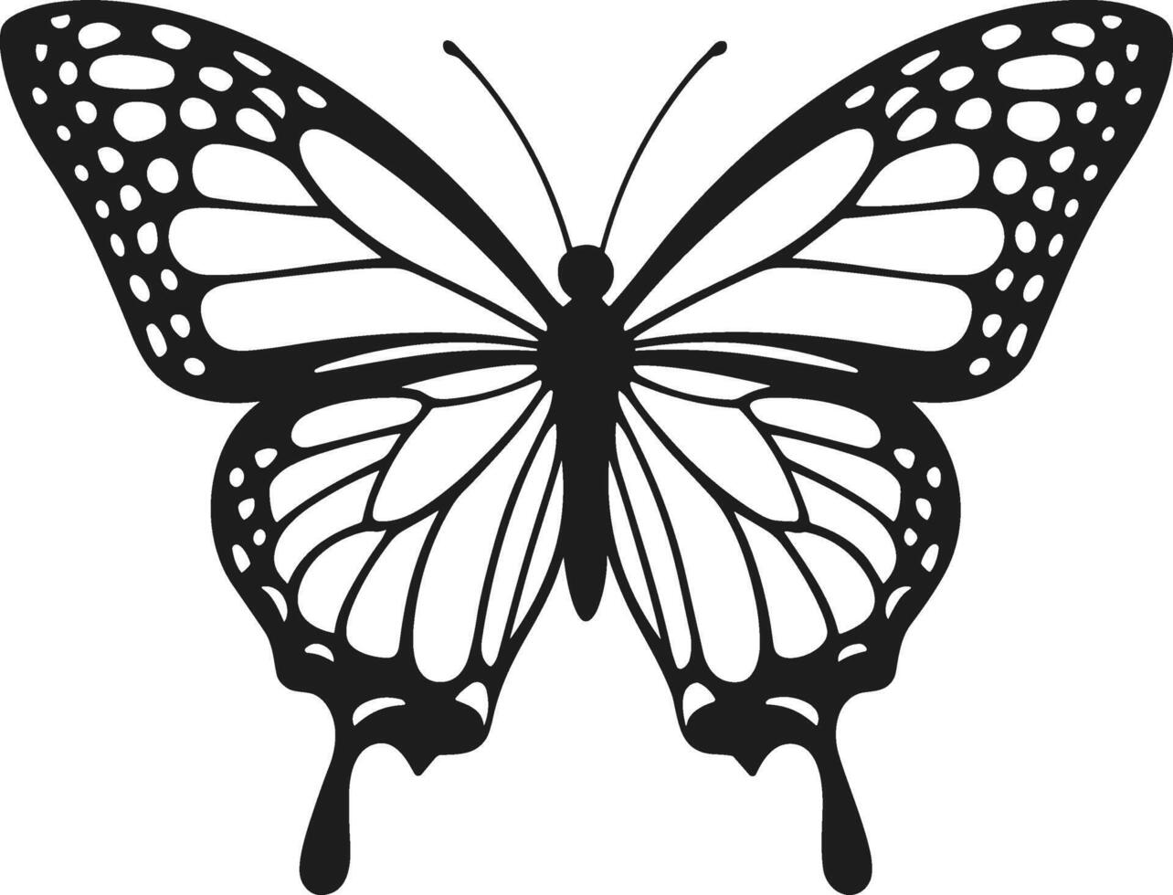 Intricate Butterfly Silhouette with Elegant Wing Design vector