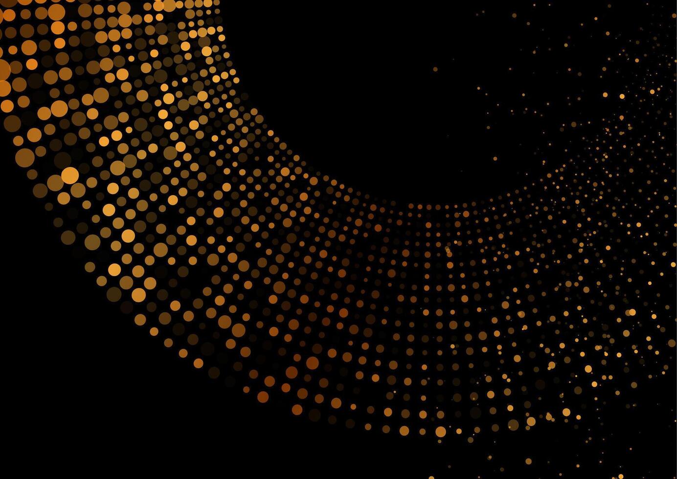 Shiny golden halftones dotted particles abstract sparkling background vector