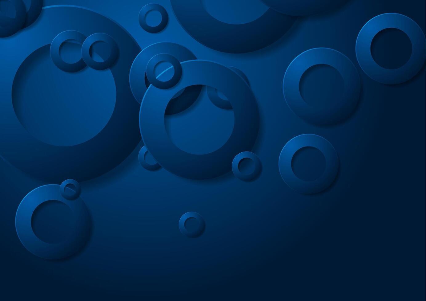Dark blue rings abstract geometric tech background vector