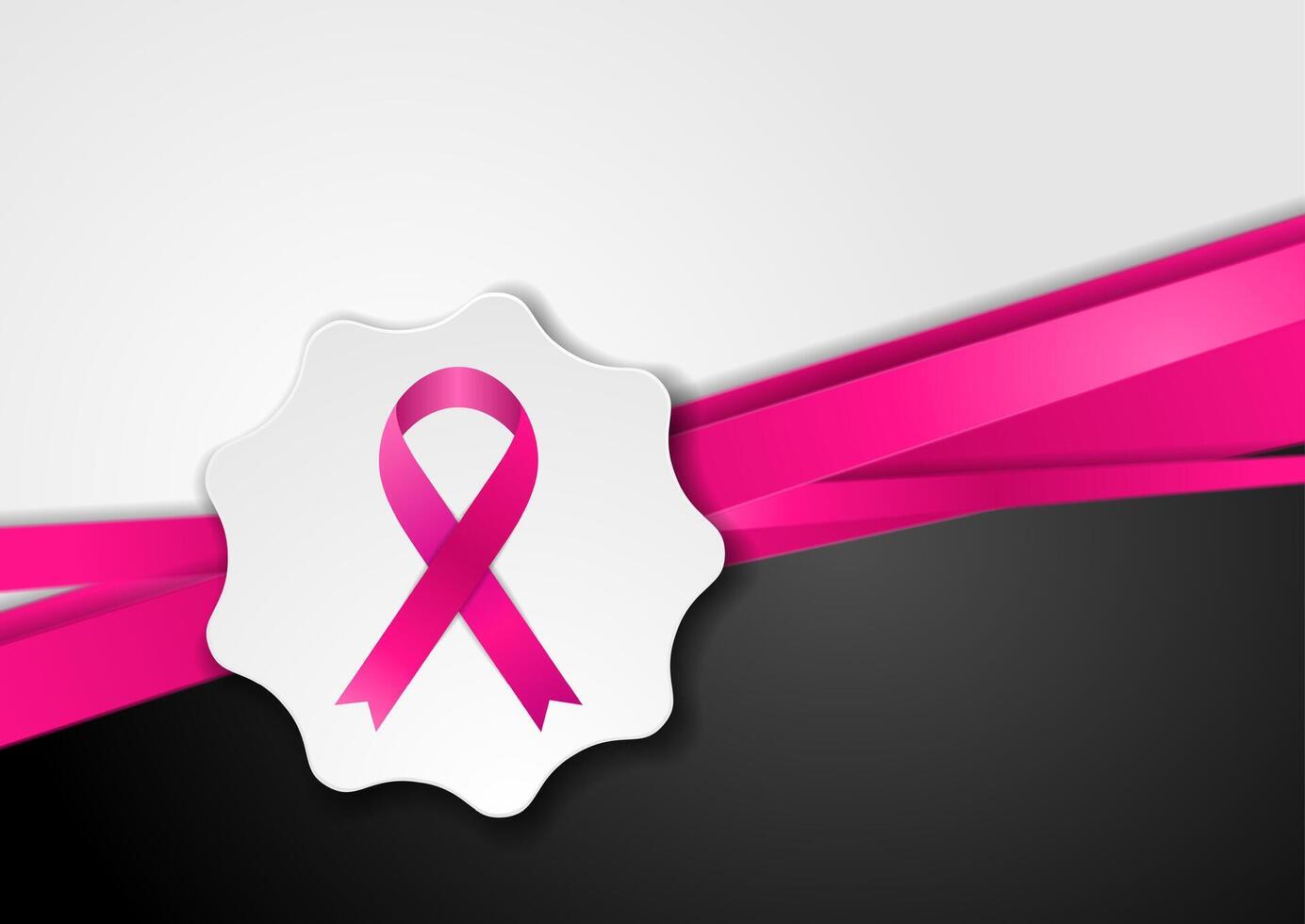 Breast cancer awareness month. Pink ribbon tape concept striped background vector
