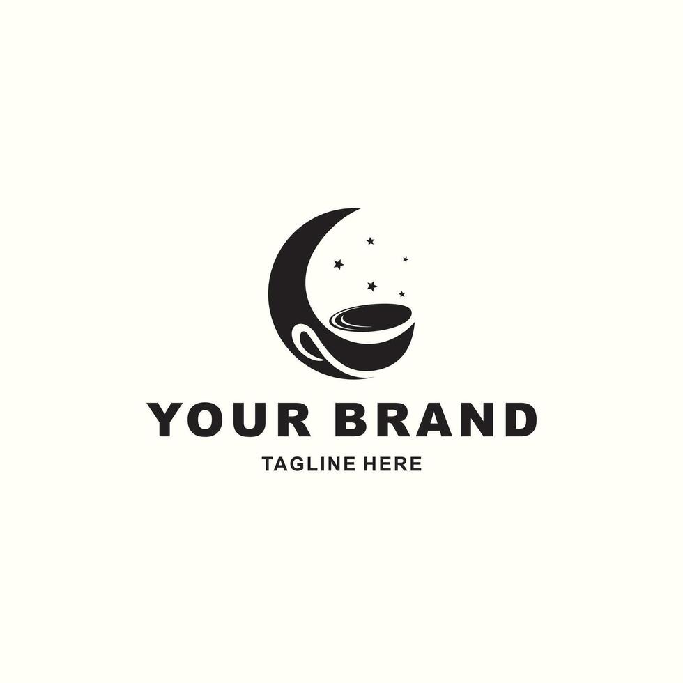 coffee logo and half moon in black vector