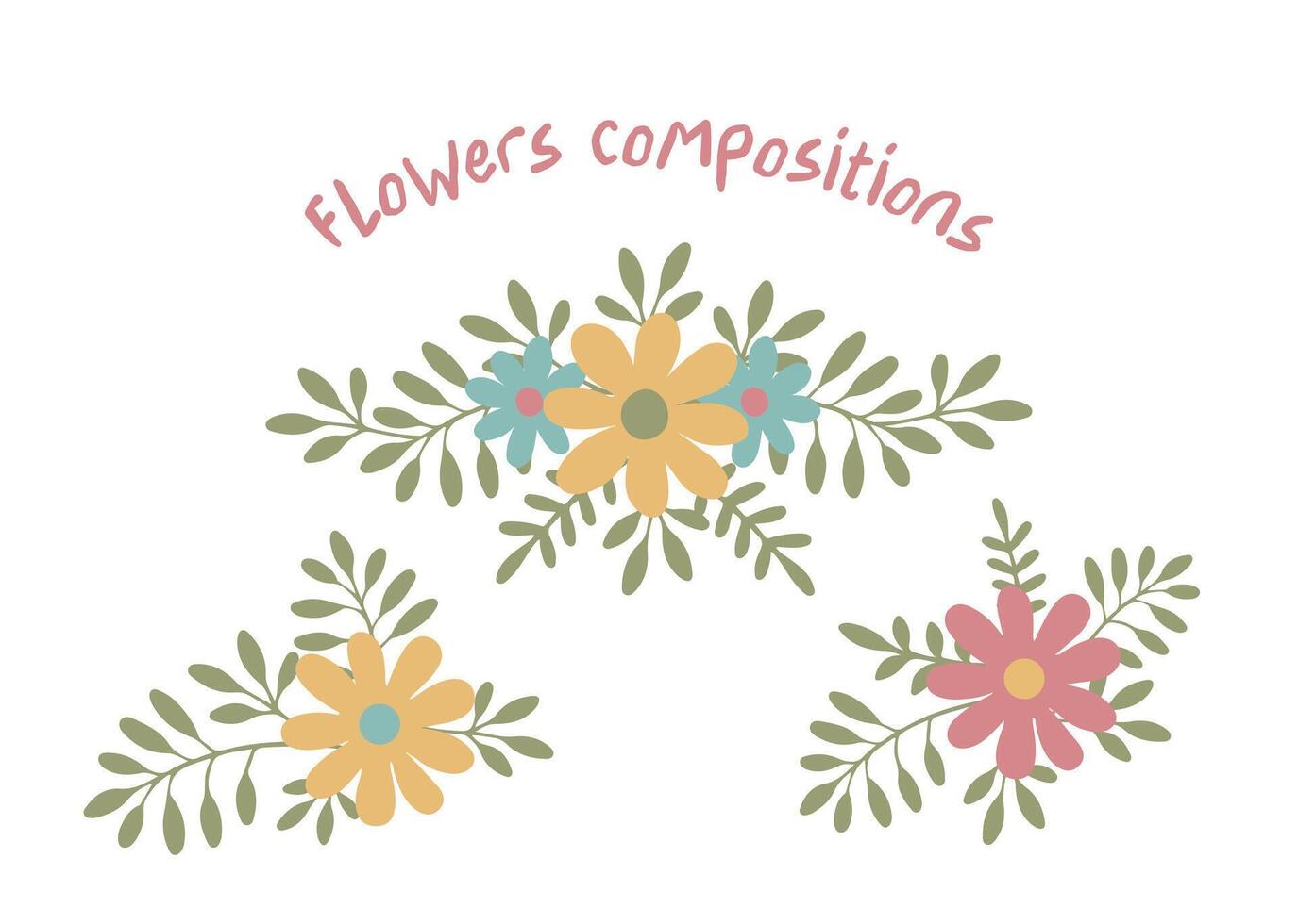 Set composition of flowers vector