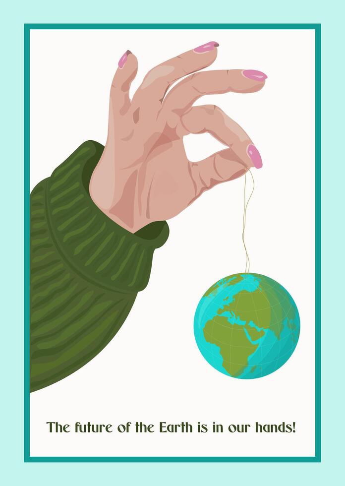 Hand that carefully holds the earth vector