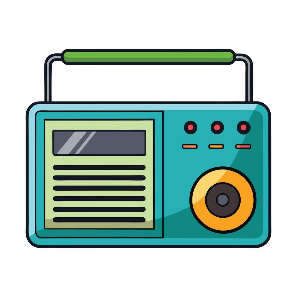 An old radio on a white background vector