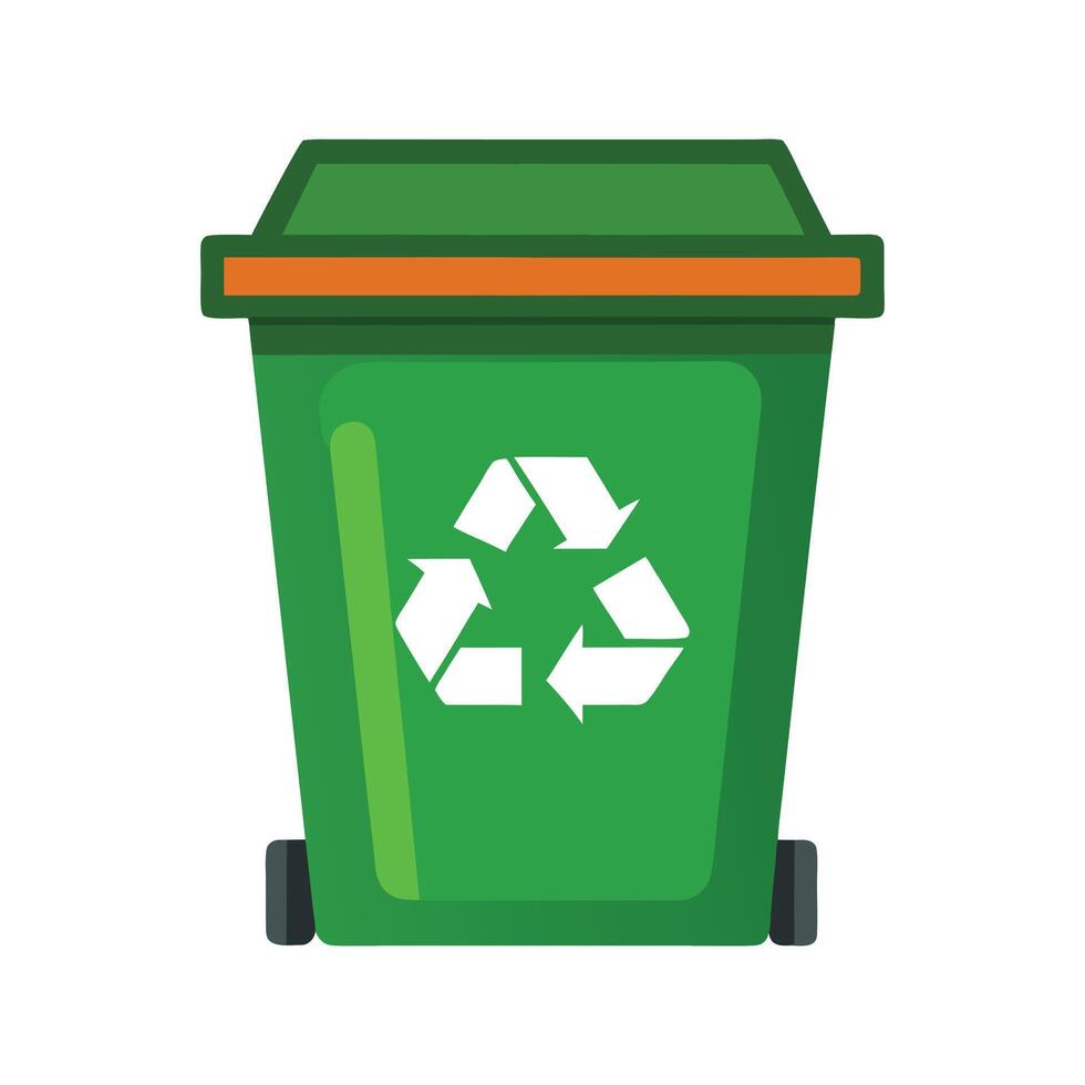 A green recycling bin with a recycling symbol on it vector