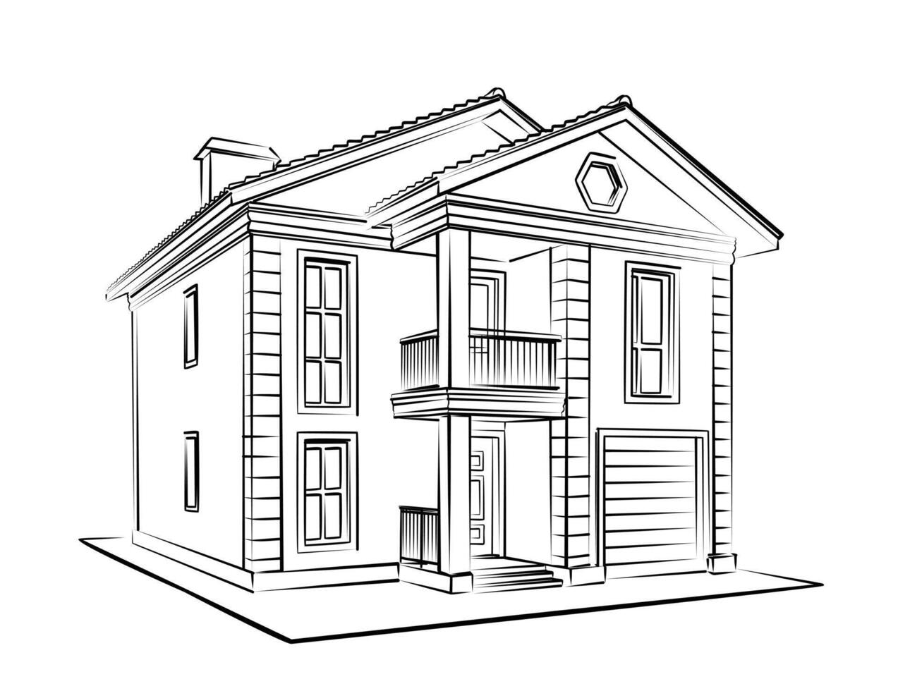 Sketch of country house. vector
