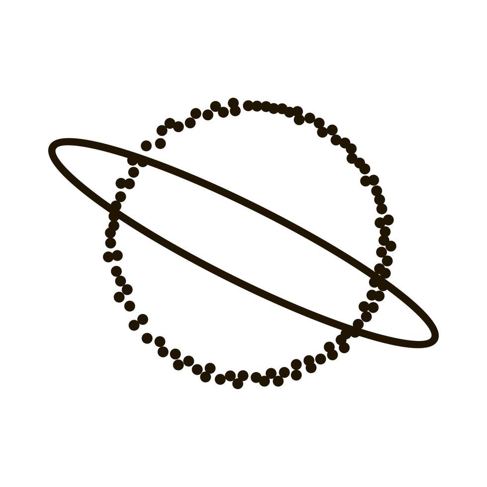 outline saturn symbol with ring of dots illustration vector