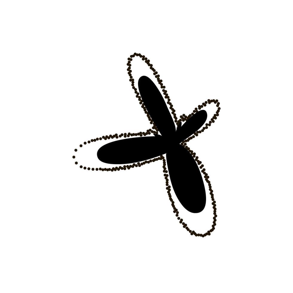 4 leaf flower abstract monochrome symbol with dots texture illustration vector