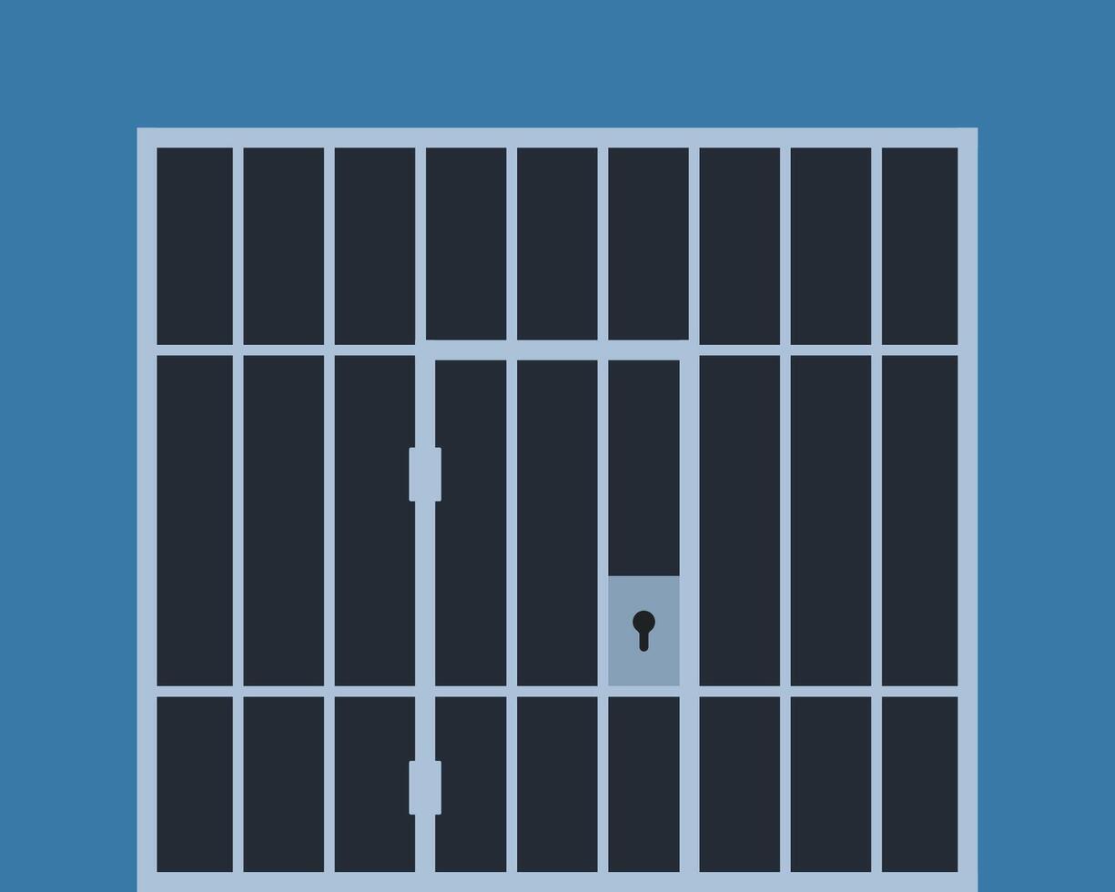 Prison metal bars. Prison fence jail. Template design for criminal or sentence. vector