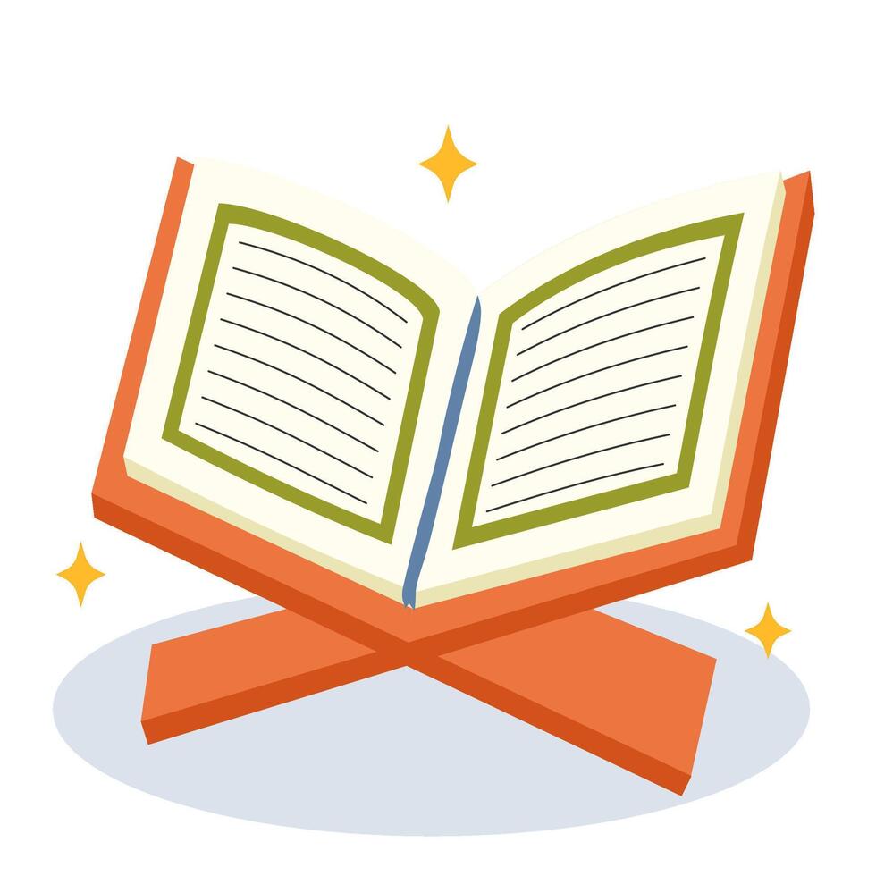 Cute Quran Book Opened with Stars vector
