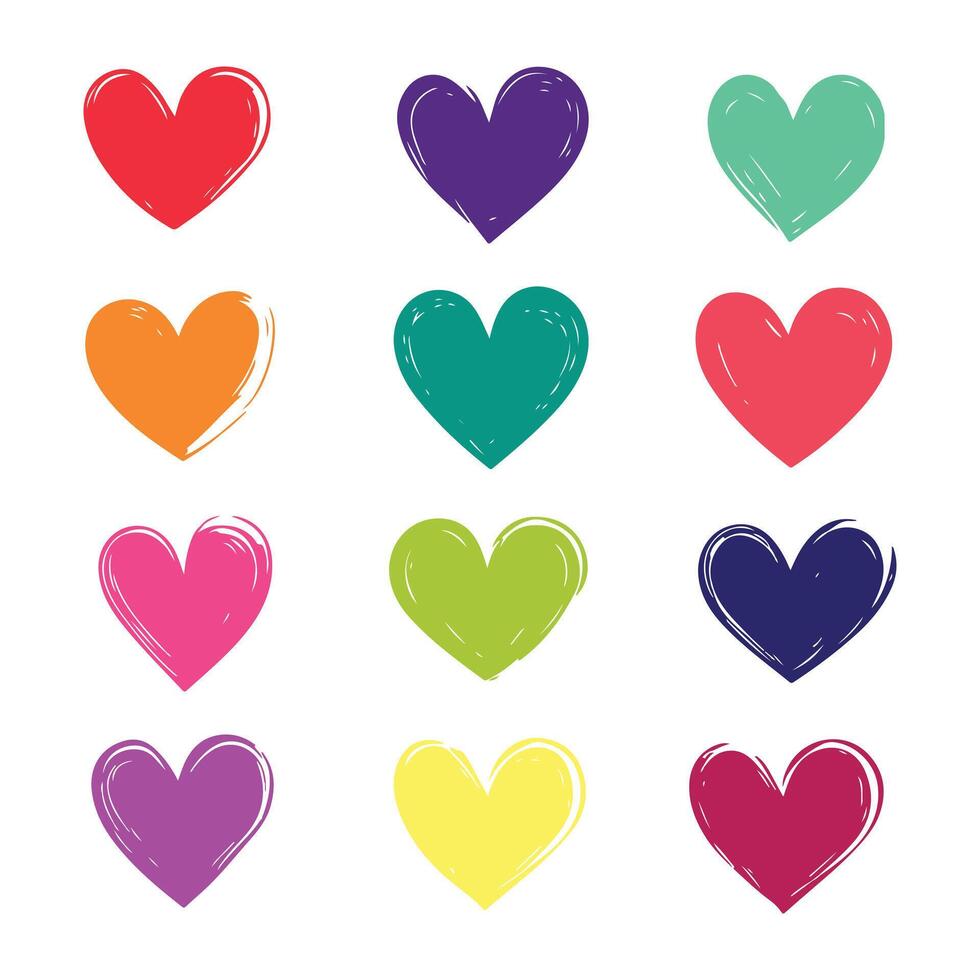 Colorful abstract heart icons pack vector