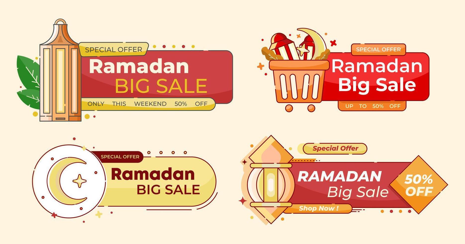 set of ramadan sale banner. can be used for business activities vector