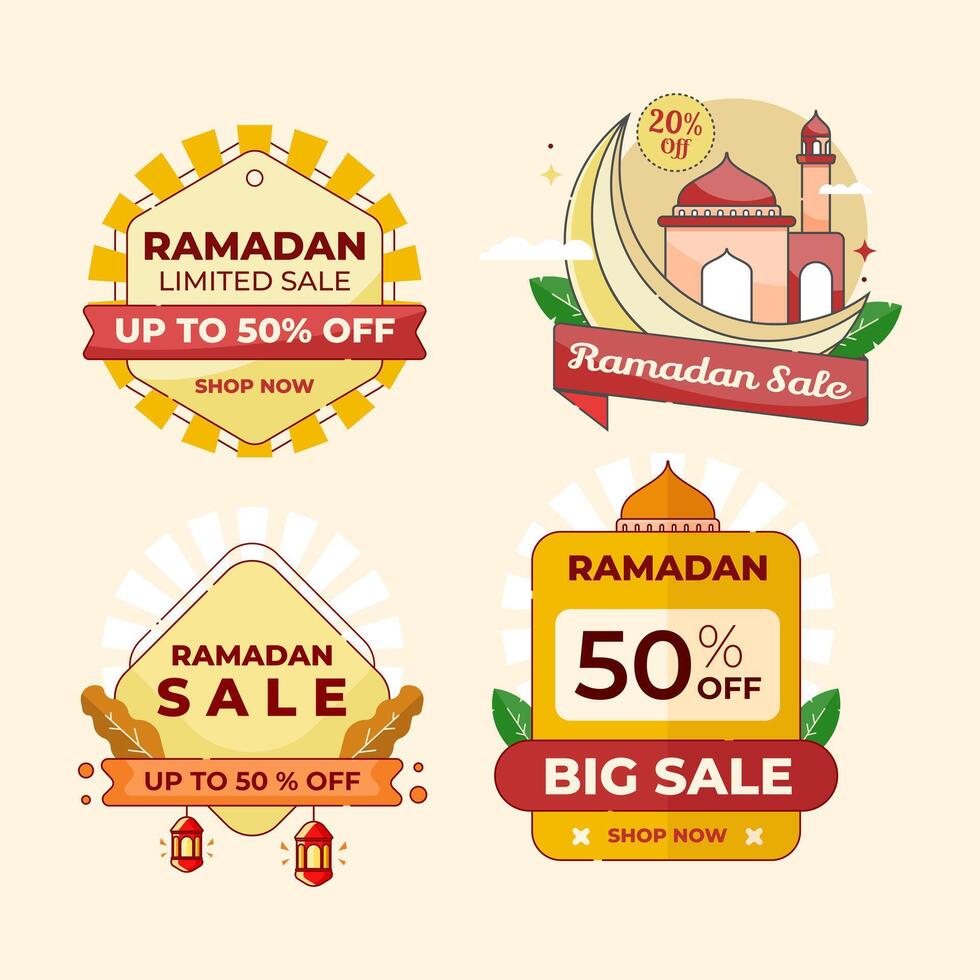 set of ramadan sale template vector