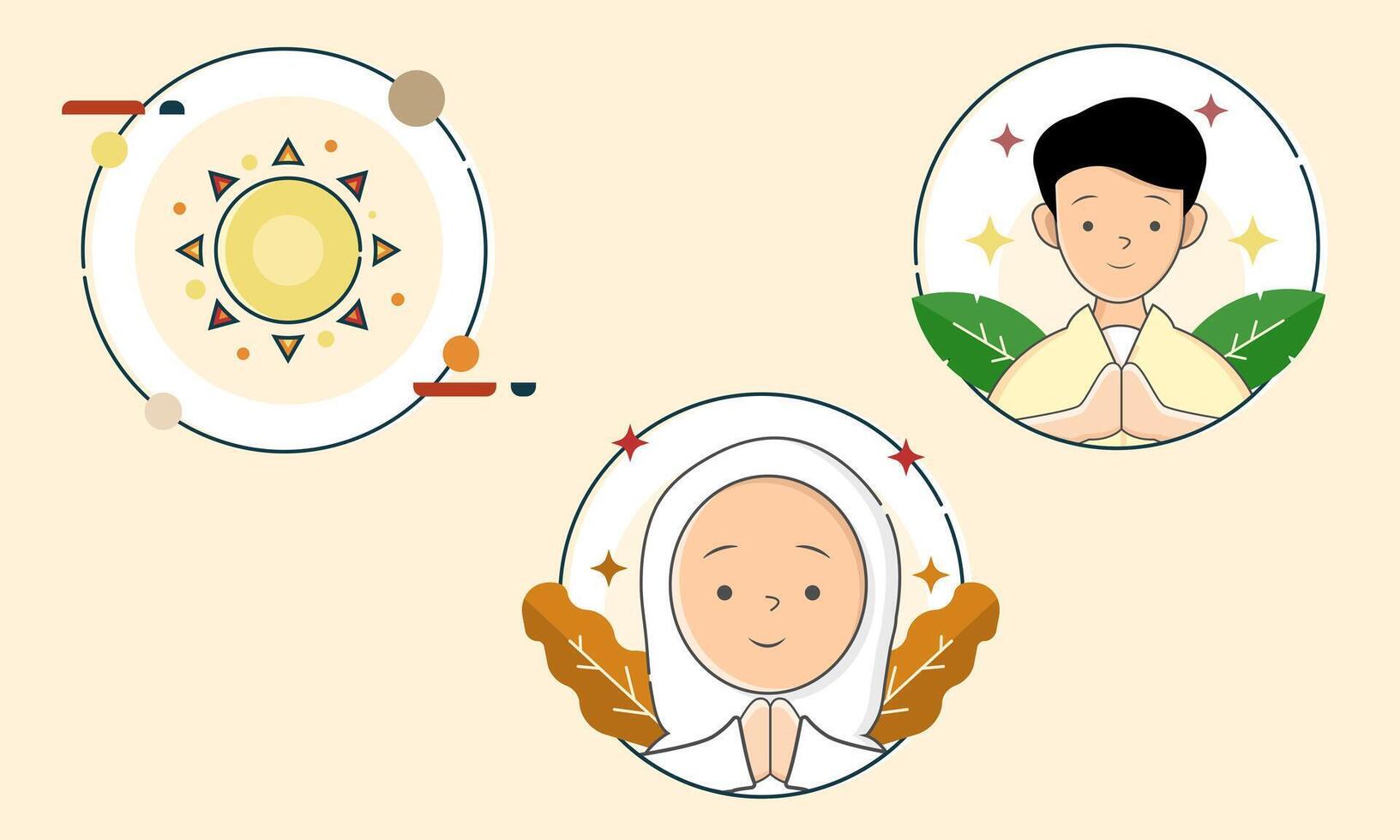 islamic icon ramadan collection vector