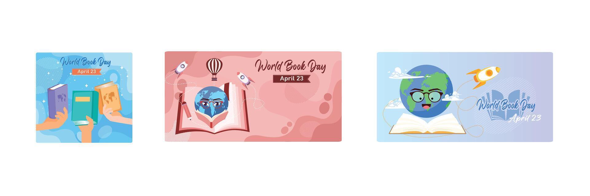 Celebrating World Book Day with an open book and a globe. vector