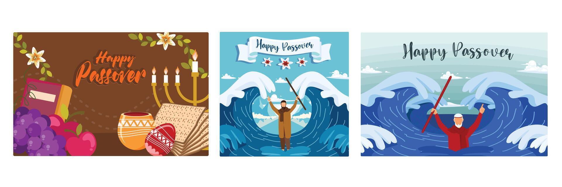 Easter greetings with Moses parting the Red Sea. vector