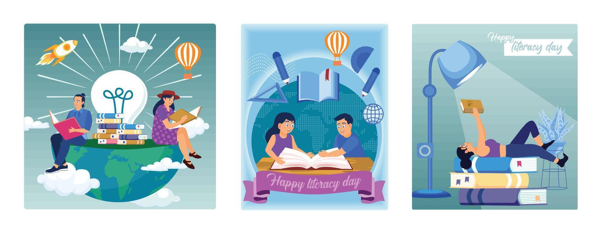 Cultivate the habit of reading books from childhood. vector