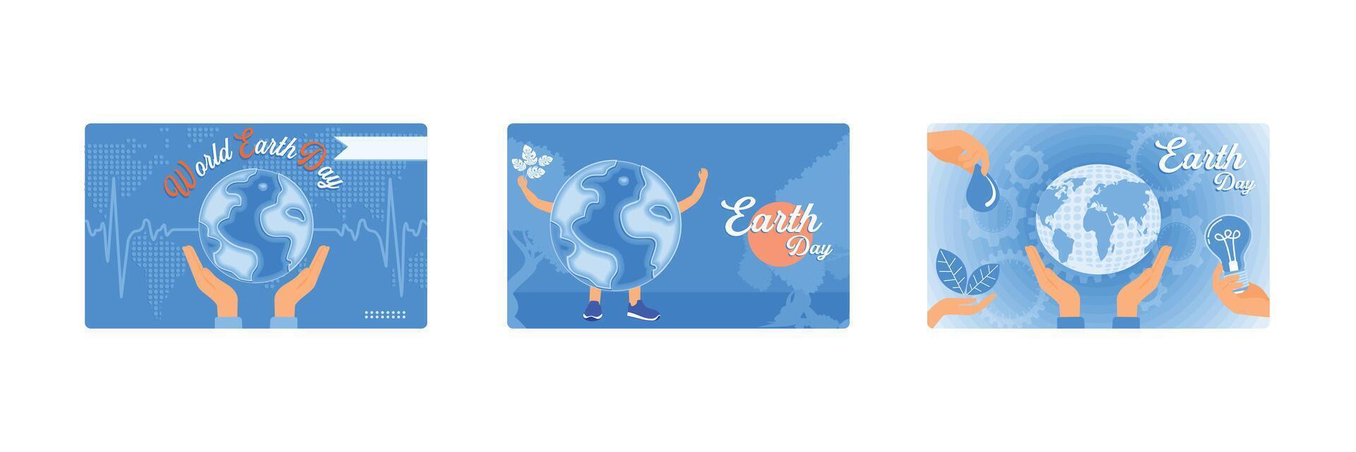 Celebrate Earth Day by protecting the earth from global warming, pollution, and waste. vector