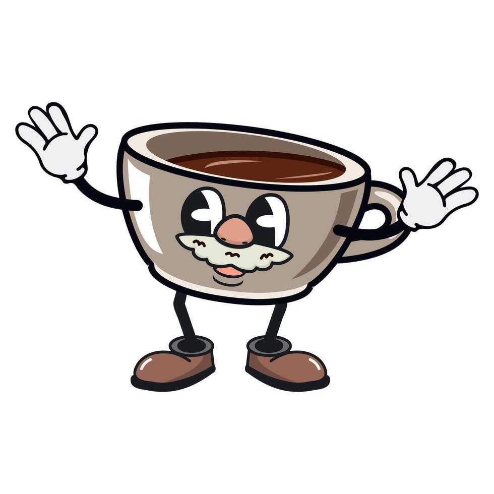 Retro coffee cup cartoon design vector