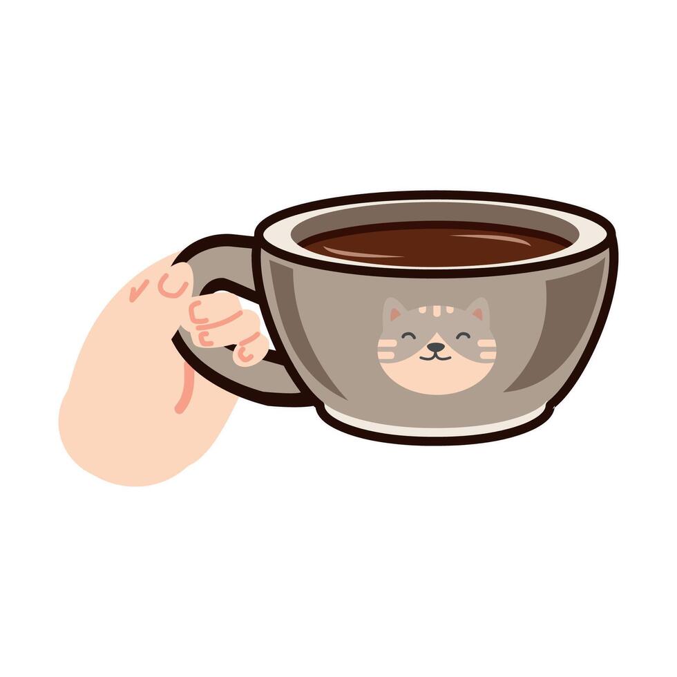 hand gripping a coffee cup vector