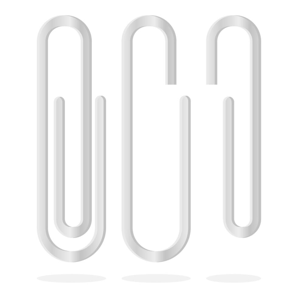 White Paper Clip. School Supplies Paperclip Element. Steel Paperclip Icon. vector
