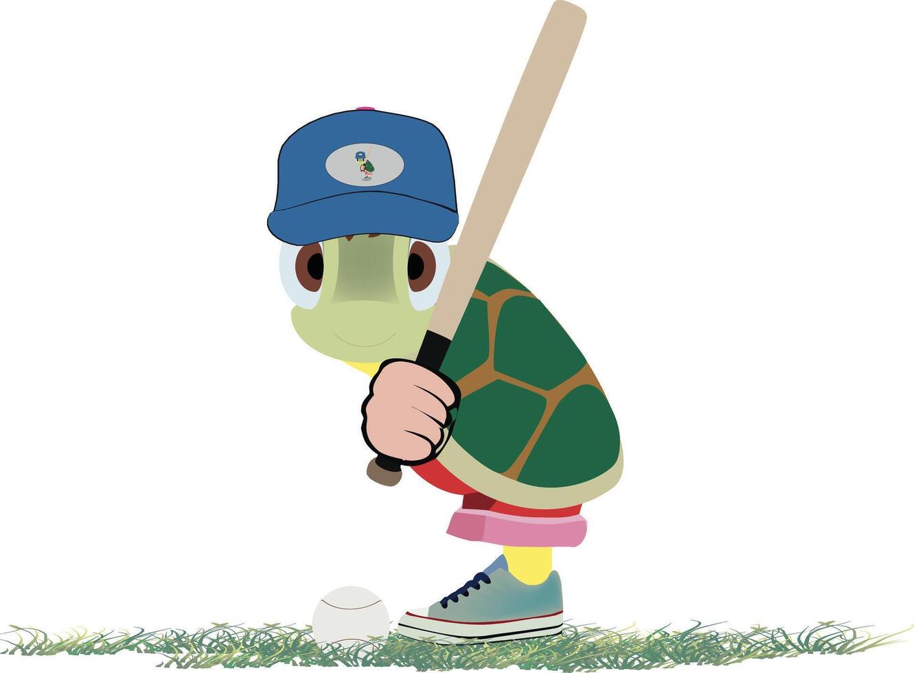 A cartoon turtle holding a baseball bat vector