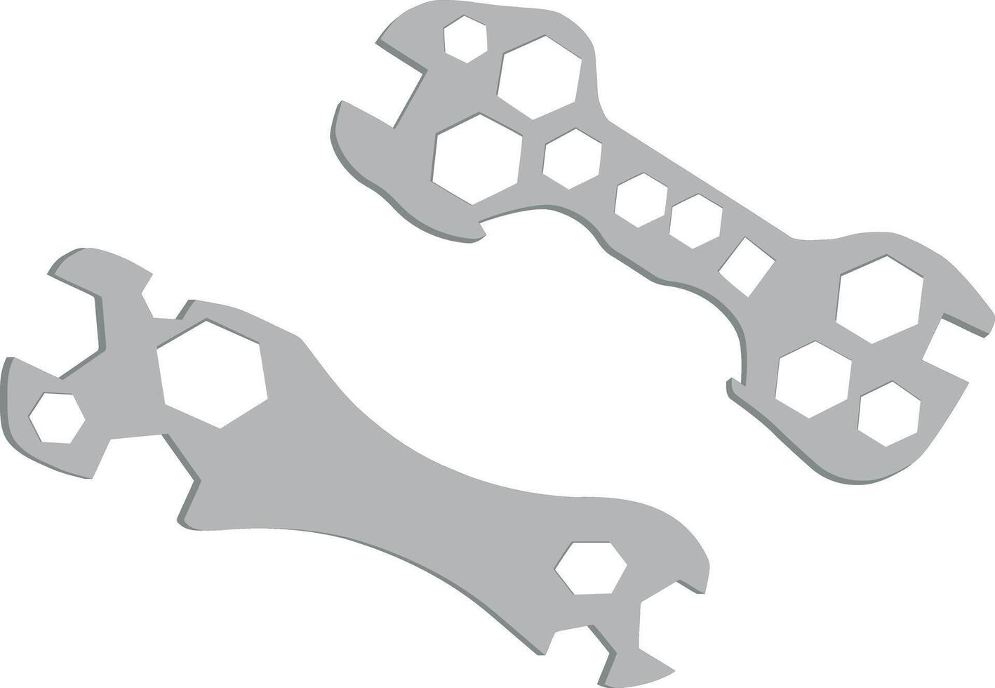 Two multi tool wrenches showing different sides on white background vector