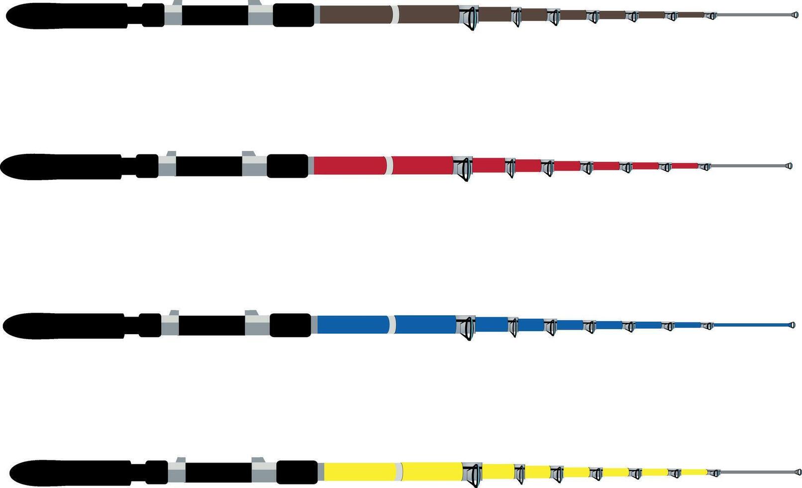 Fishing rod with different colors and sizes vector