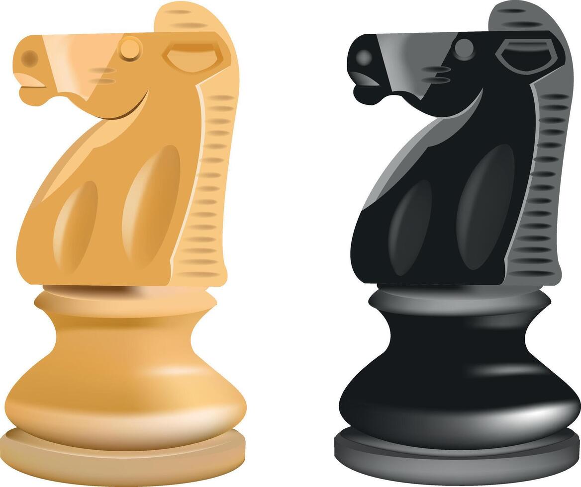 Two chess pieces with black and gold colors vector