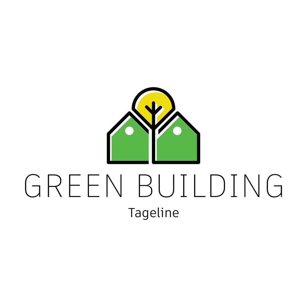 Green House Logo two house and tree vector