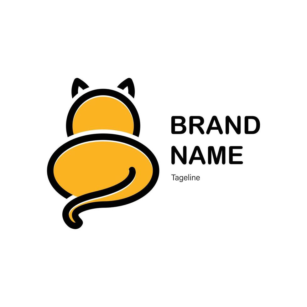 Pet Logo Design silluet like cat from back vector