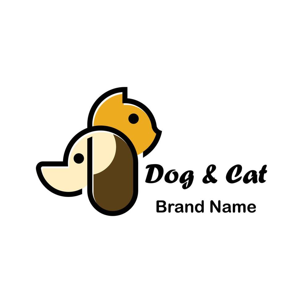 Pet Logo Design like cat and dog cuddling vector