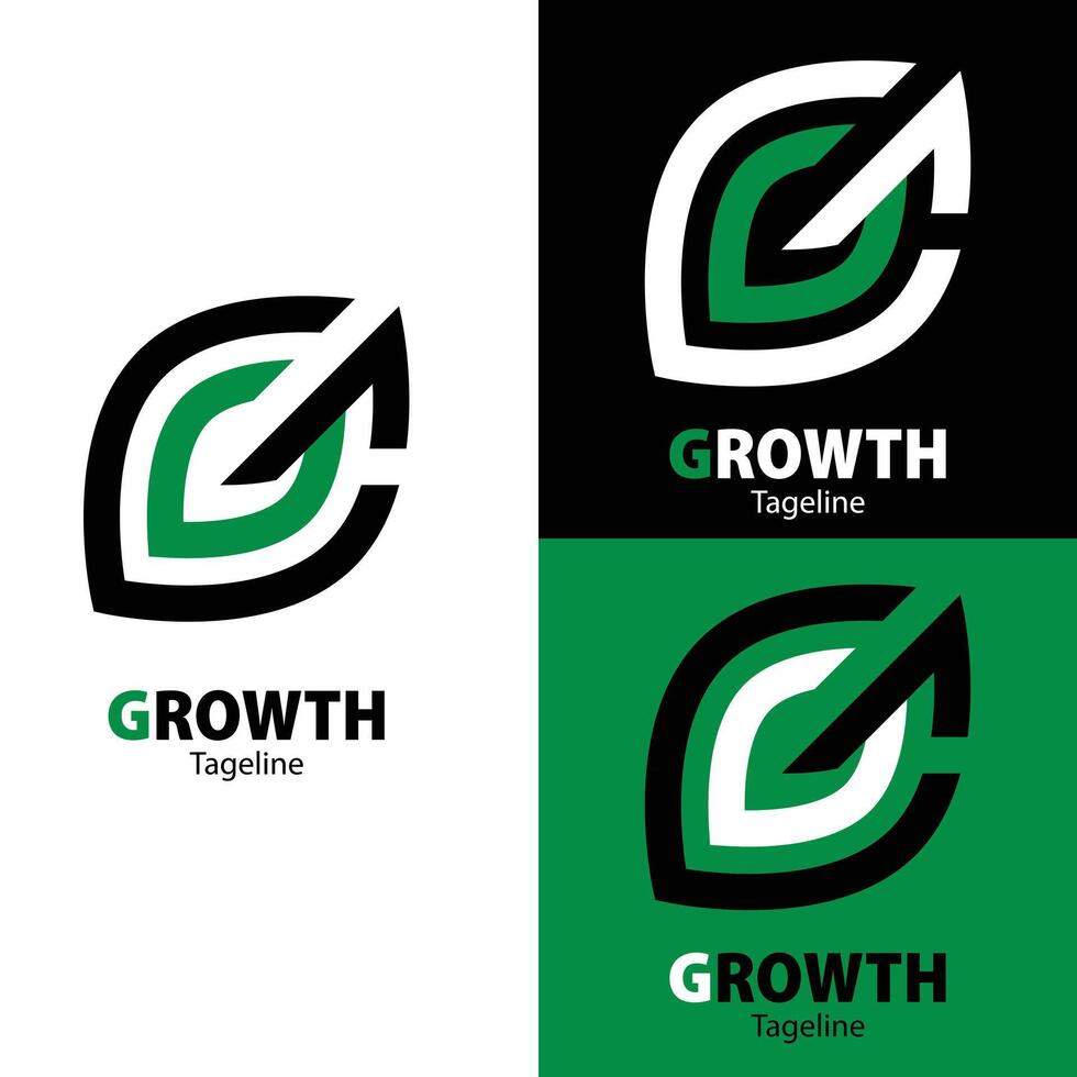 Growth Logo design letter shape leaf vector
