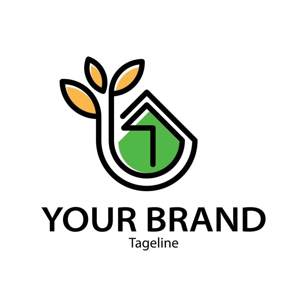 Green House Logo shape clock and house leaf vector