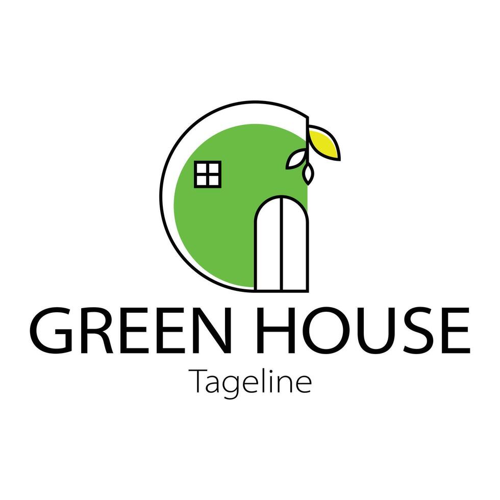Green House Logo Semicircular small house vector