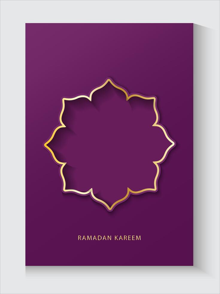 ramadan kareem greeting card poster with gold foil design vector