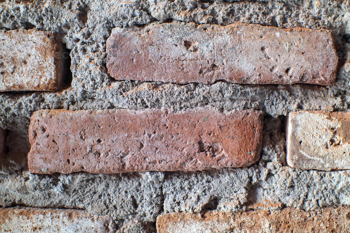 Rustic Red Brick Wall Texture Close-Up photo