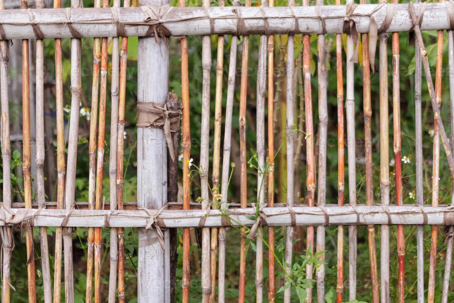 Handmade Bamboo Fence with Rustic Natural Texture photo