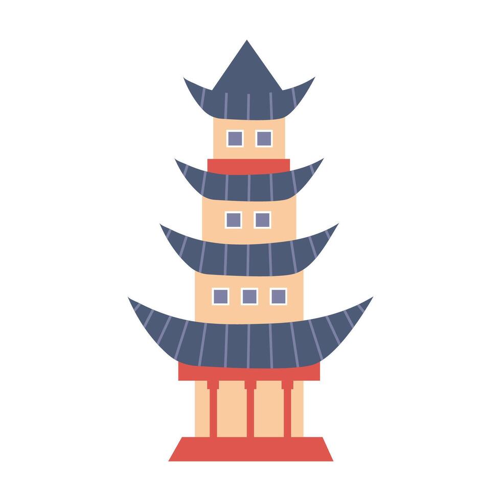 Illustration of a Traditional Asian Pagoda. White background, isolate vector